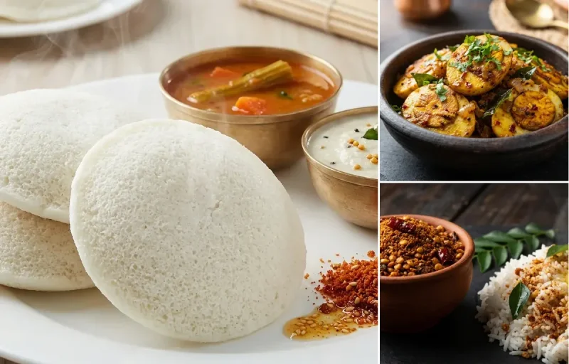 Idli with Egg Fry and Andhra Karam Podi