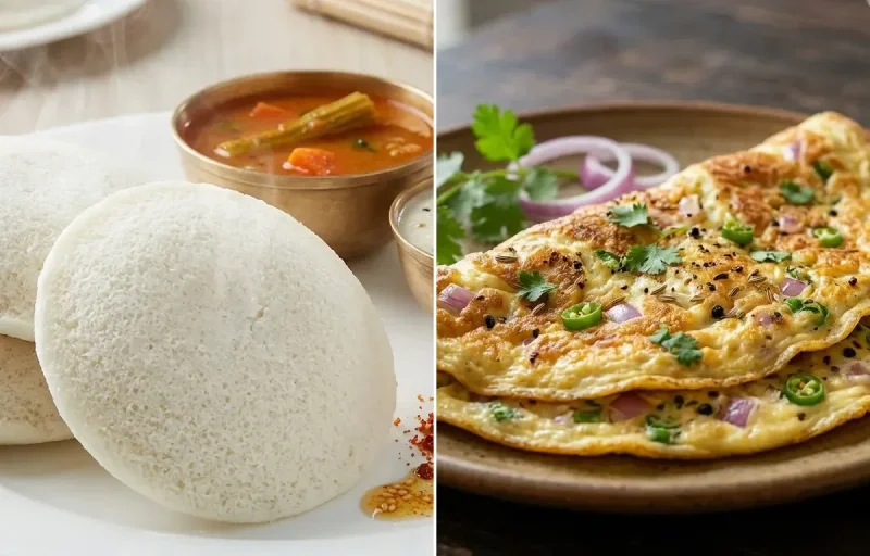 Idli with Chettinad Omelette