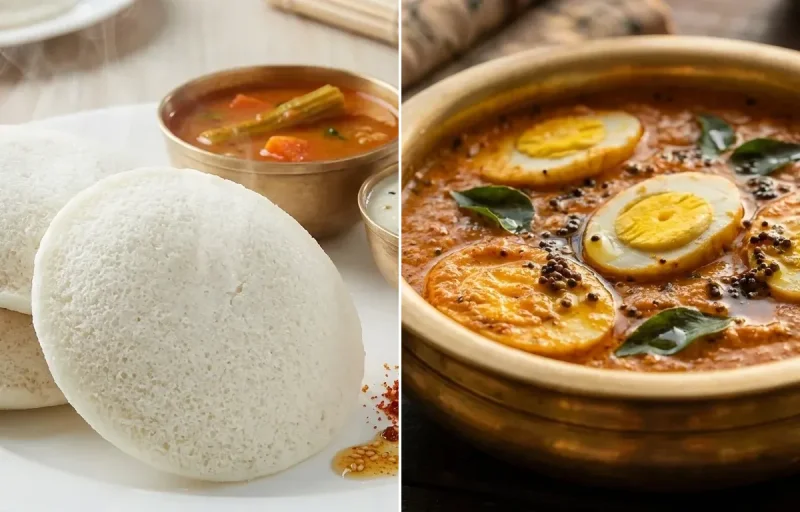 Idli with Egg Ghassi