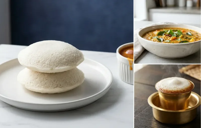 Idli with Sambar with Coconut Chutney with Filter Coffee