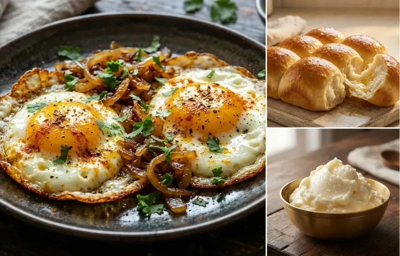 Indian Fried Eggs with Ladi Pav and White Butter