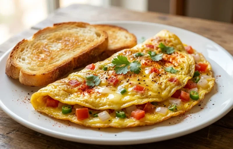 Indian Quinoa Upma with Bread Omelette and Tomato Onion Chutney