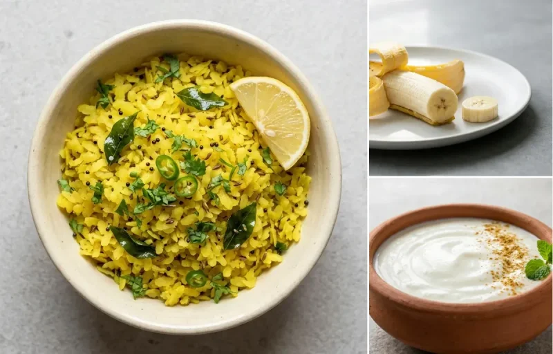 Jain Poha with Chaas with Banana