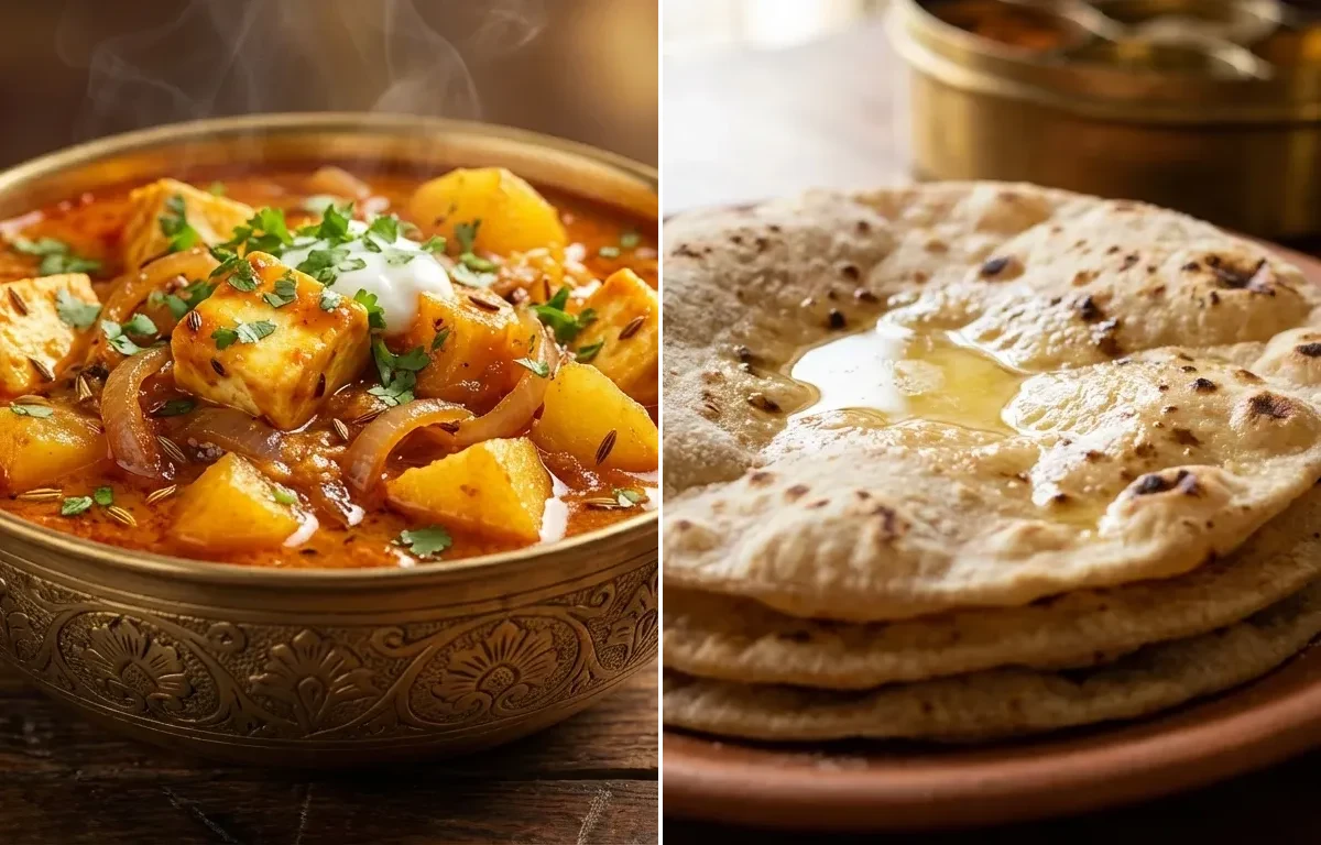 Jaipuri Aloo Pyaaz Paneer with Roti