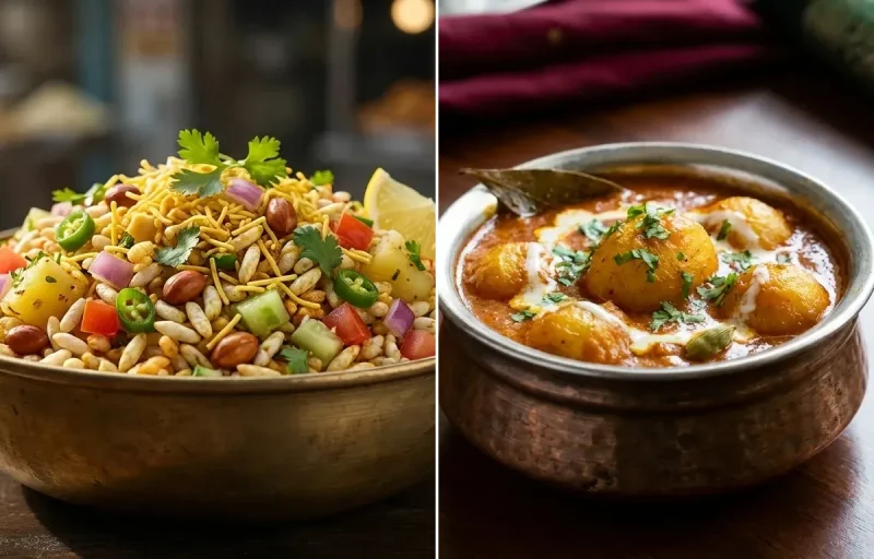 Jhal Muri with Dum Aloo