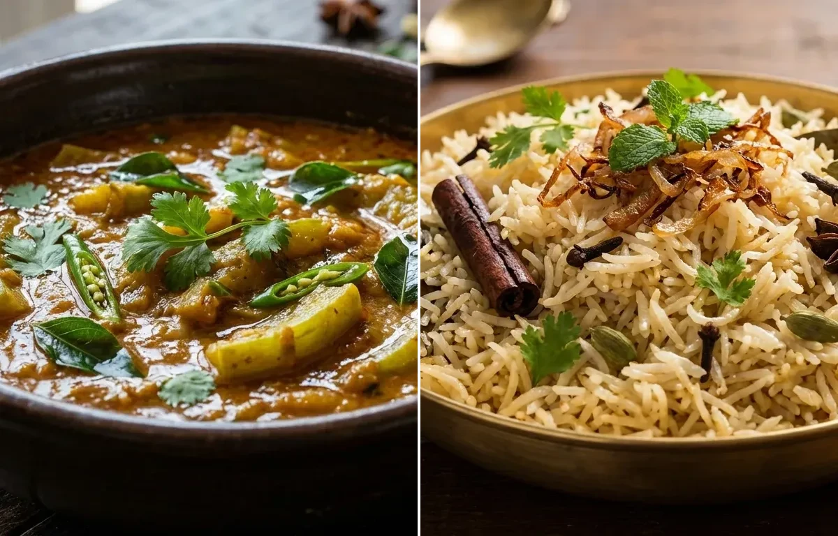 Jhinge ka Salan with Bagara Rice