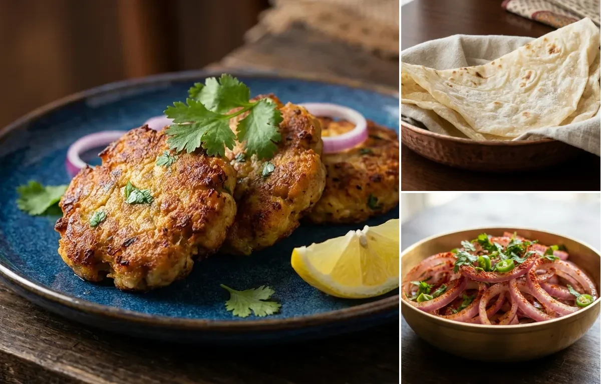 Jimikand ke Kebab with Roomali Roti and Onion Salad