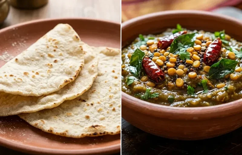 Jonna Roti with Vankaya Pachadi