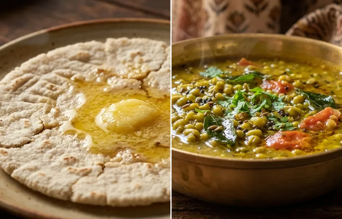 Jowar Bhakri with Gujarati Moong Curry