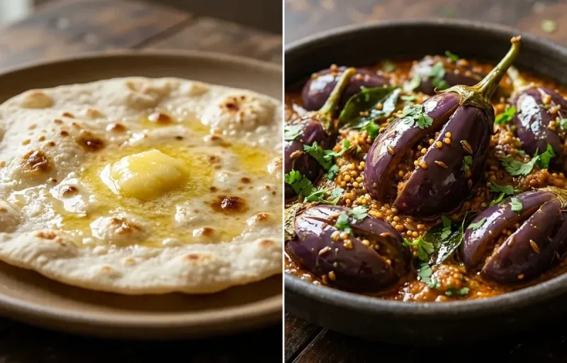 Jowar Roti with Bagara Baingan
