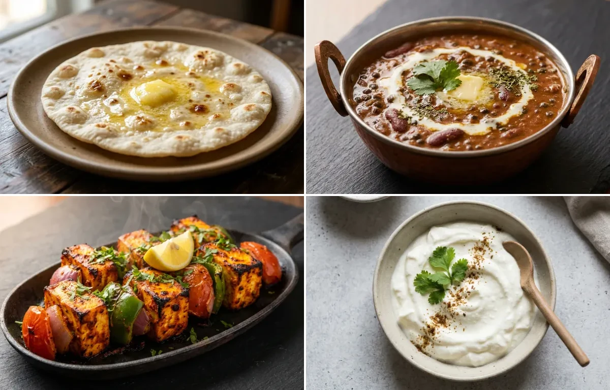 Jowar Roti with Dal Makhani with Paneer Tikka with Jeera Rice with Plain Dahi