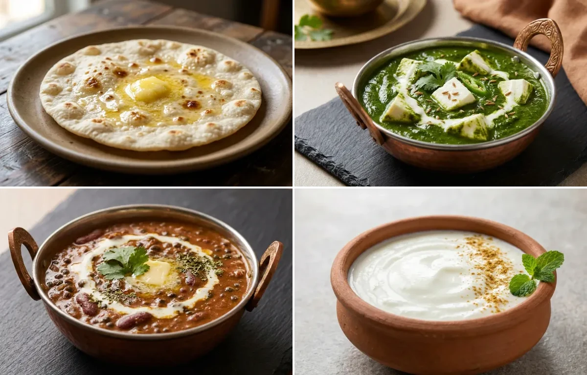 Jowar Roti with Palak Paneer with Dal Makhani with Dahi