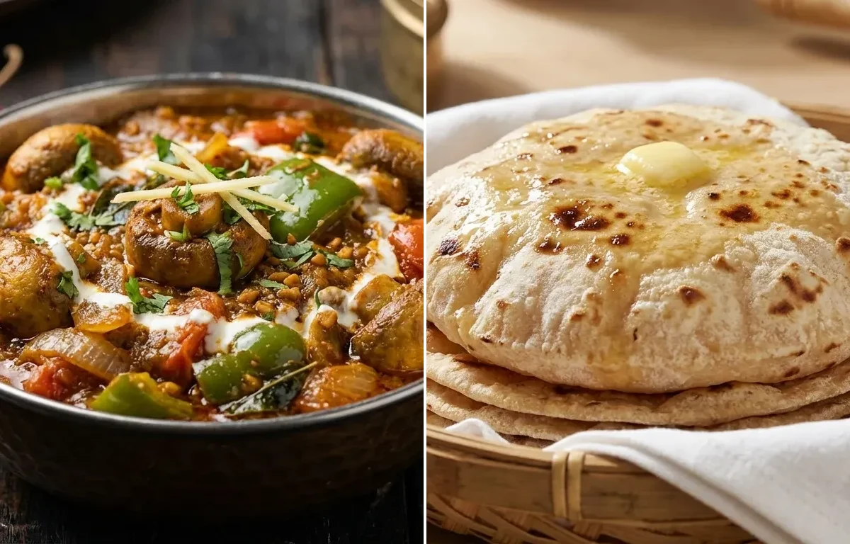 Kadai Mushroom with Tawa Roti