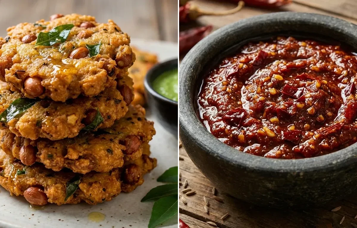 Kadale Baje with Red Chili Garlic Chutney