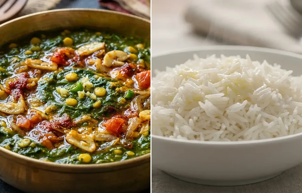 Kadam Saag with Steamed Basmati Rice