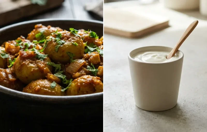 Kadhi with Tinda Masala, Phulka Plate and Plain Yogurt Cup
