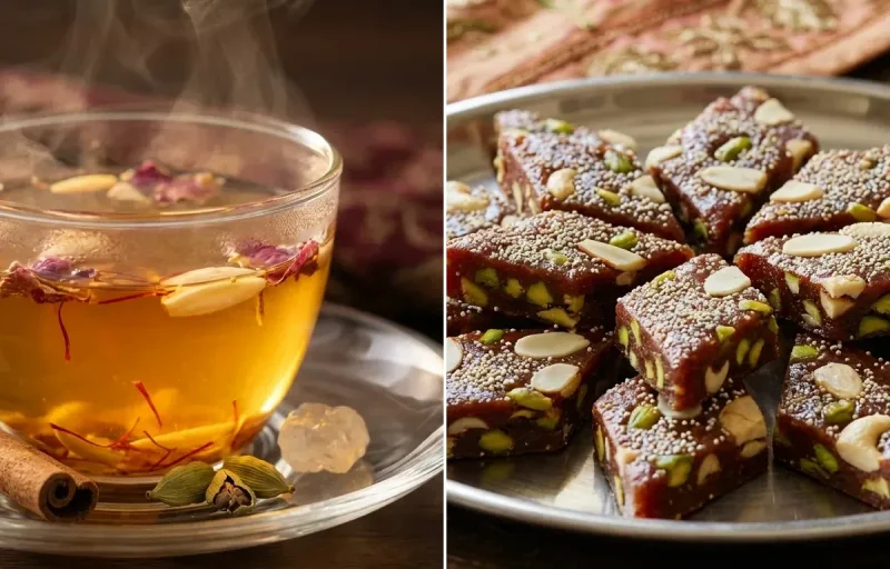 Kahwa with Anjeer Barfi