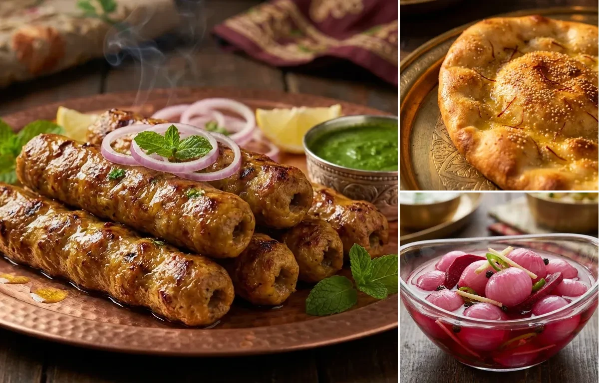 Kakori Kebab with Taftan and Sirke Wale Pyaaz