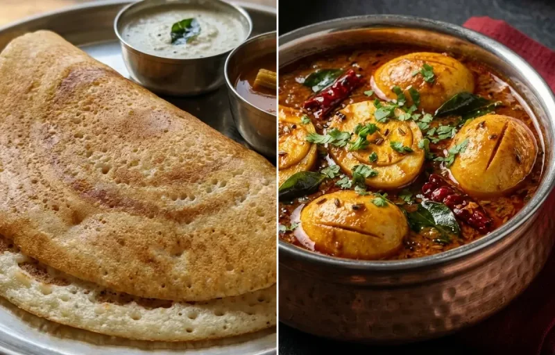 Kal Dosa with Andhra Kodi Guddu Pulusu