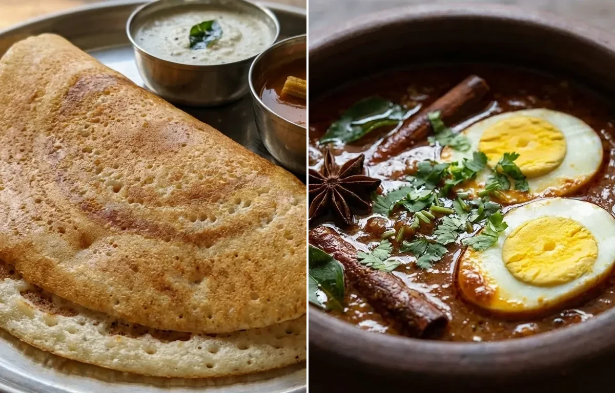 Kal Dosa with Chettinad Egg Curry