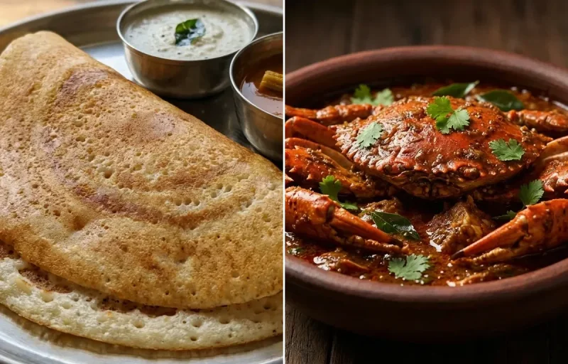 Kal Dosa with Nandu Masala