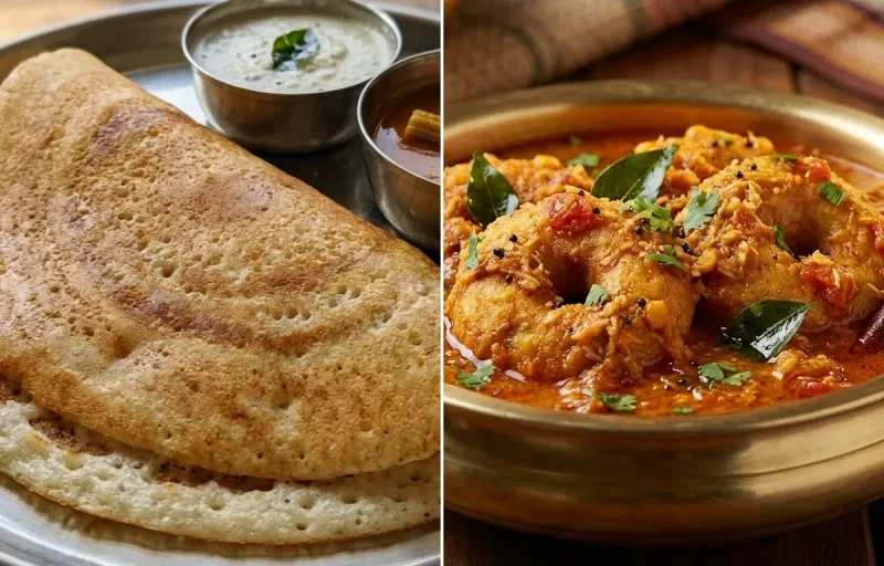Kal Dosa with Vada Curry