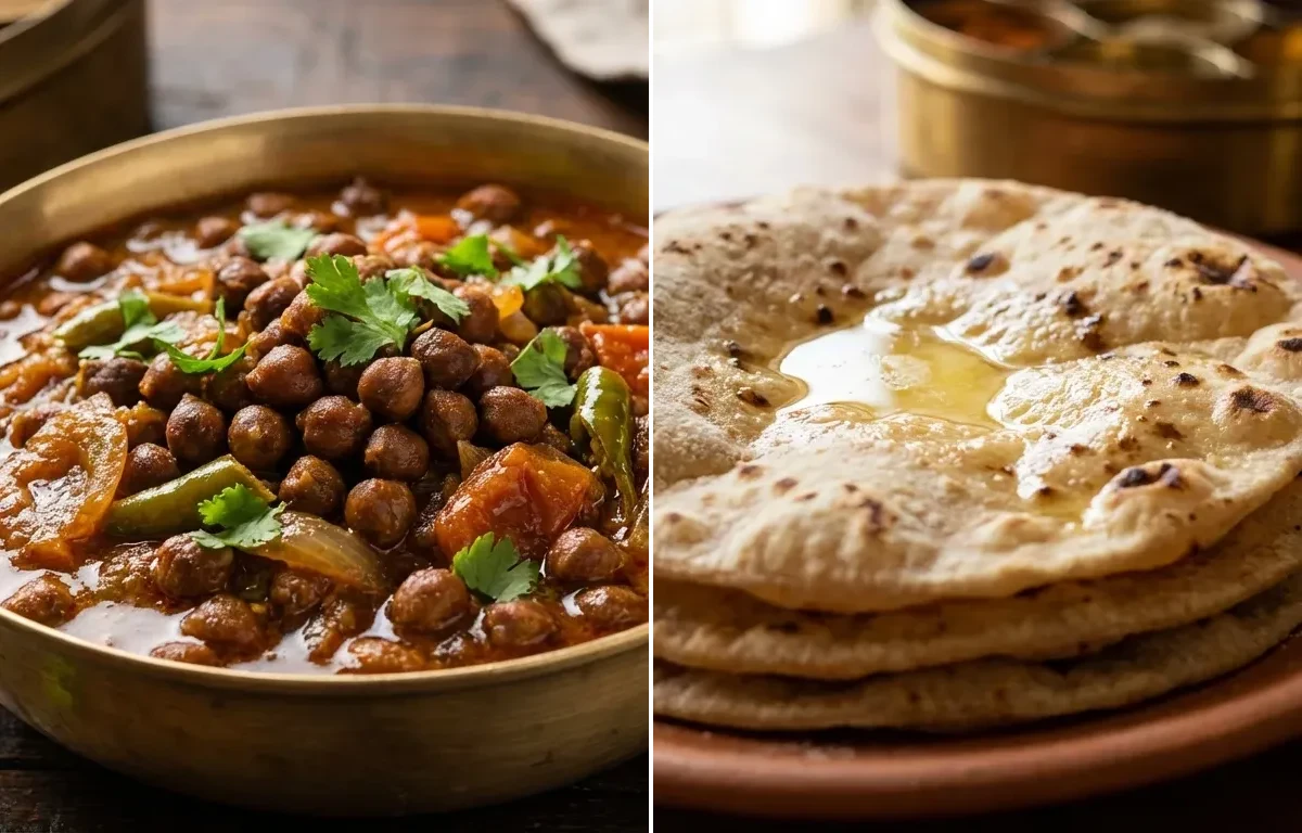 Kala Chana Curry with Roti