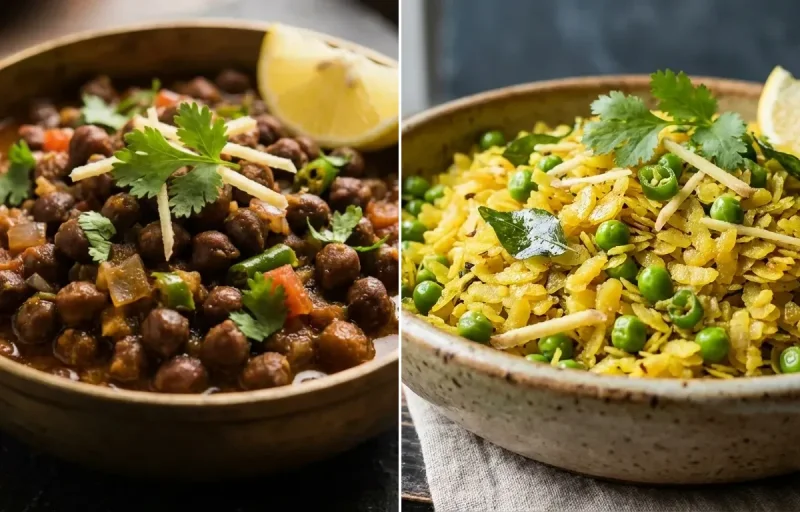 Kala Chana Ghugni with Chura Matar