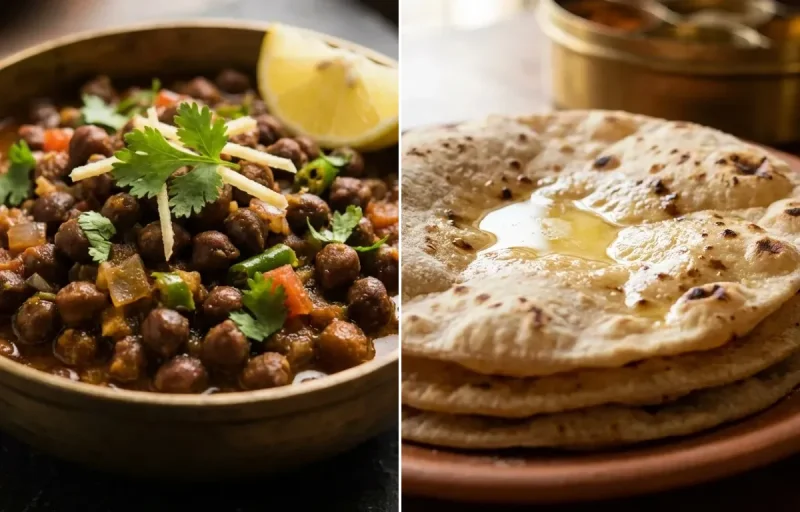 Kala Chana Ghugni with Roti