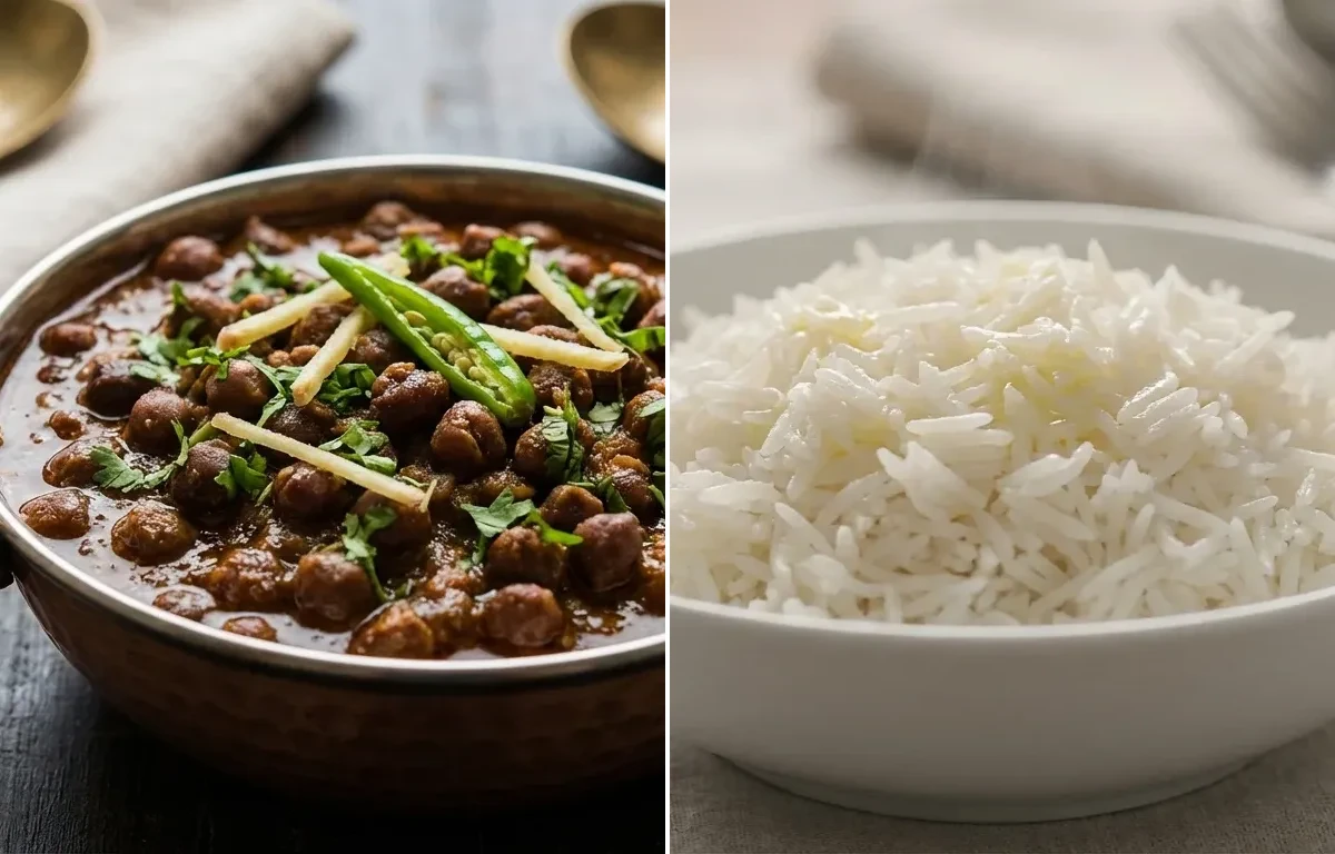 Kala Chana Masala with Steamed Basmati Rice