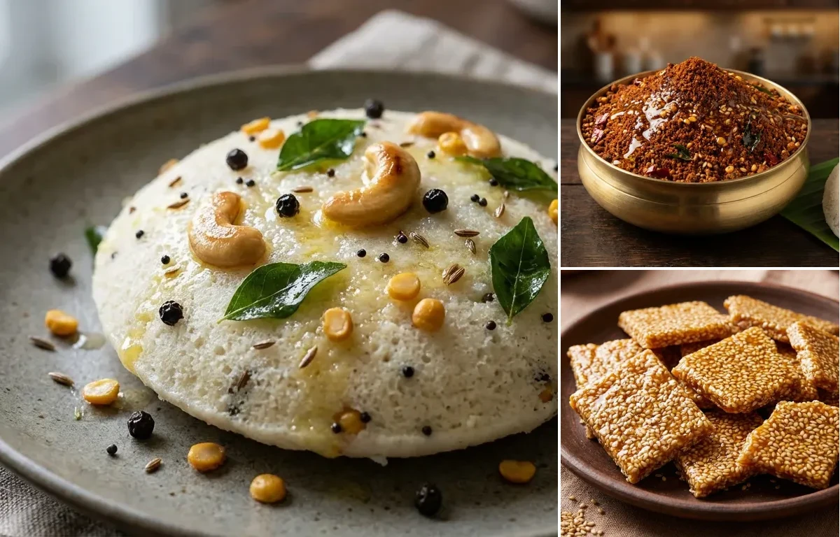 Kanchipuram Idli with Idli Podi and Gingelly Oil