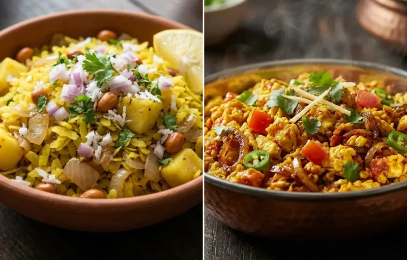 Kanda Poha with Anda Bhurji