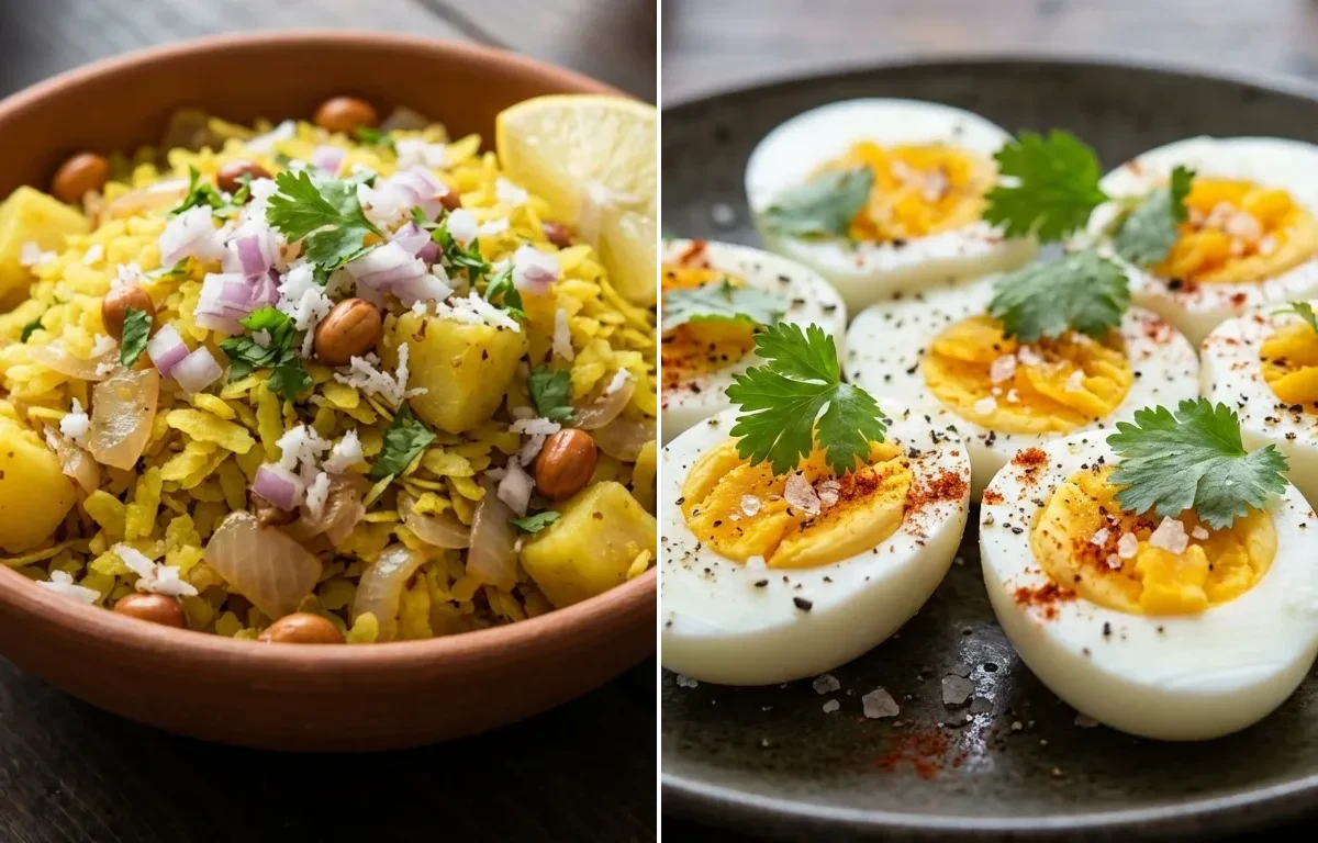 Kanda Poha with Boiled Egg