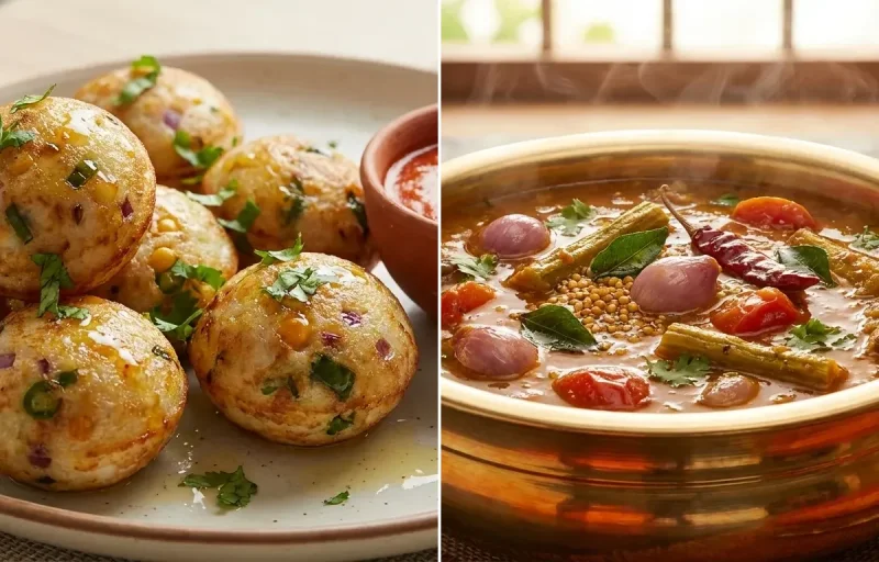 Kara Paniyaram with Chettinad Sambar