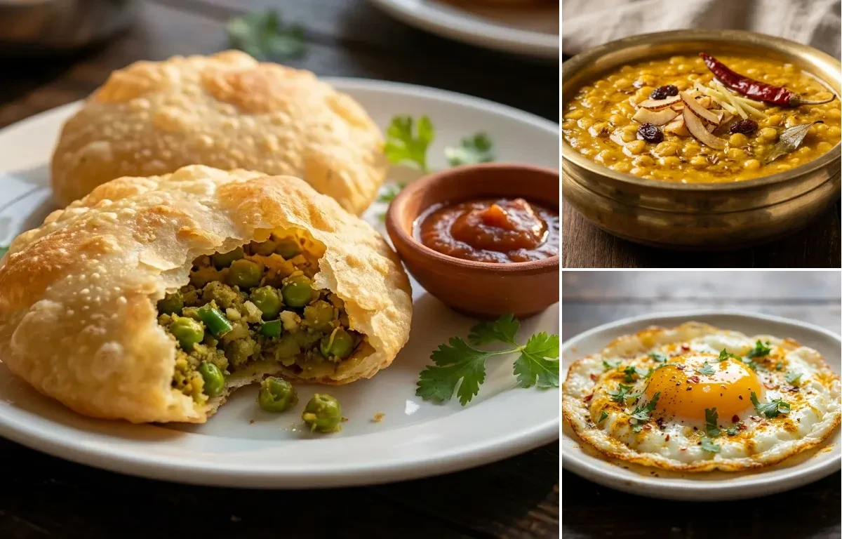 Karaishutir Kochuri with Cholar Dal and Fried Egg