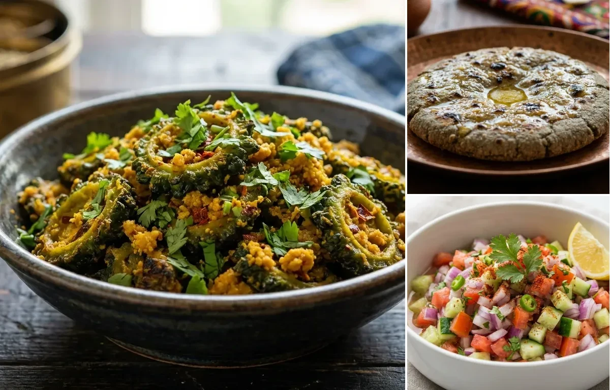 Karela Besan Sabzi with Bajra Roti