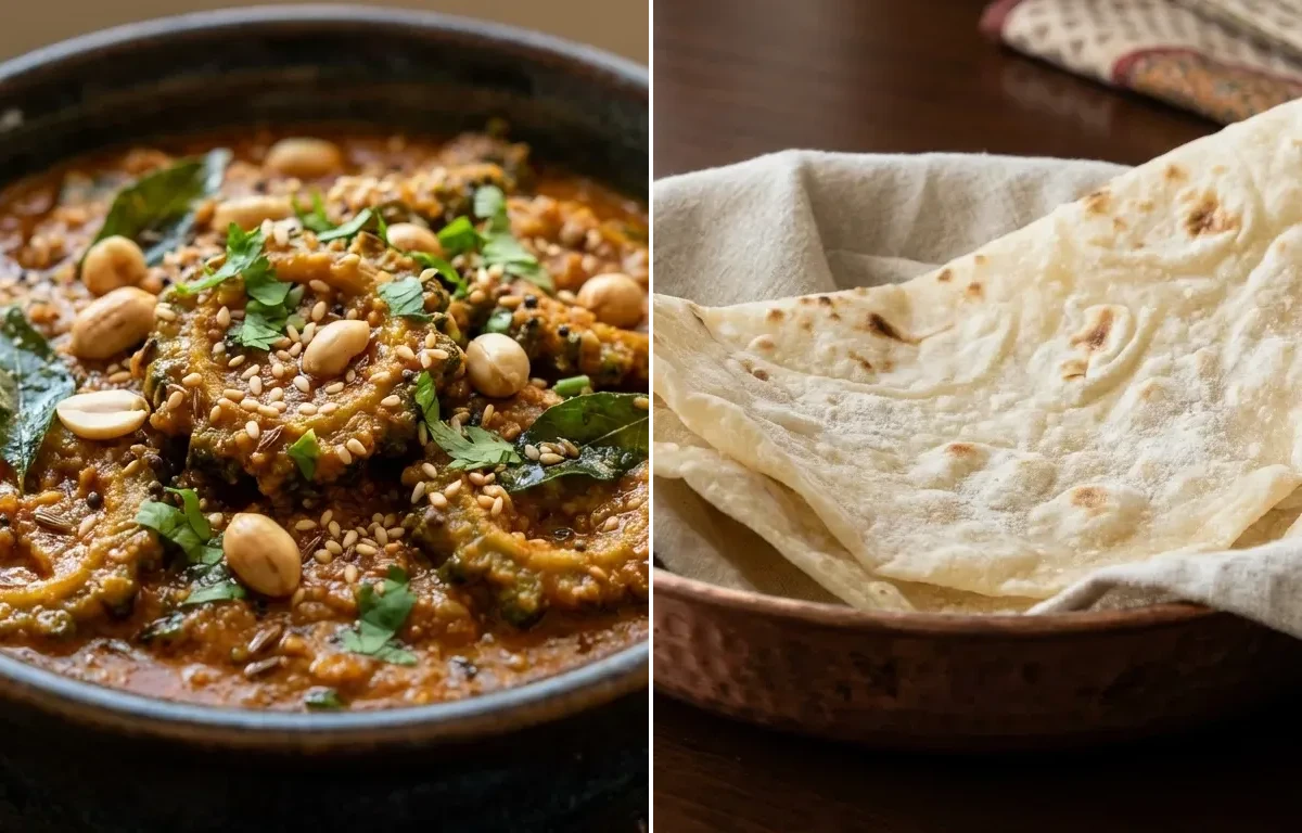 Karela ka Salan with Roomali Roti