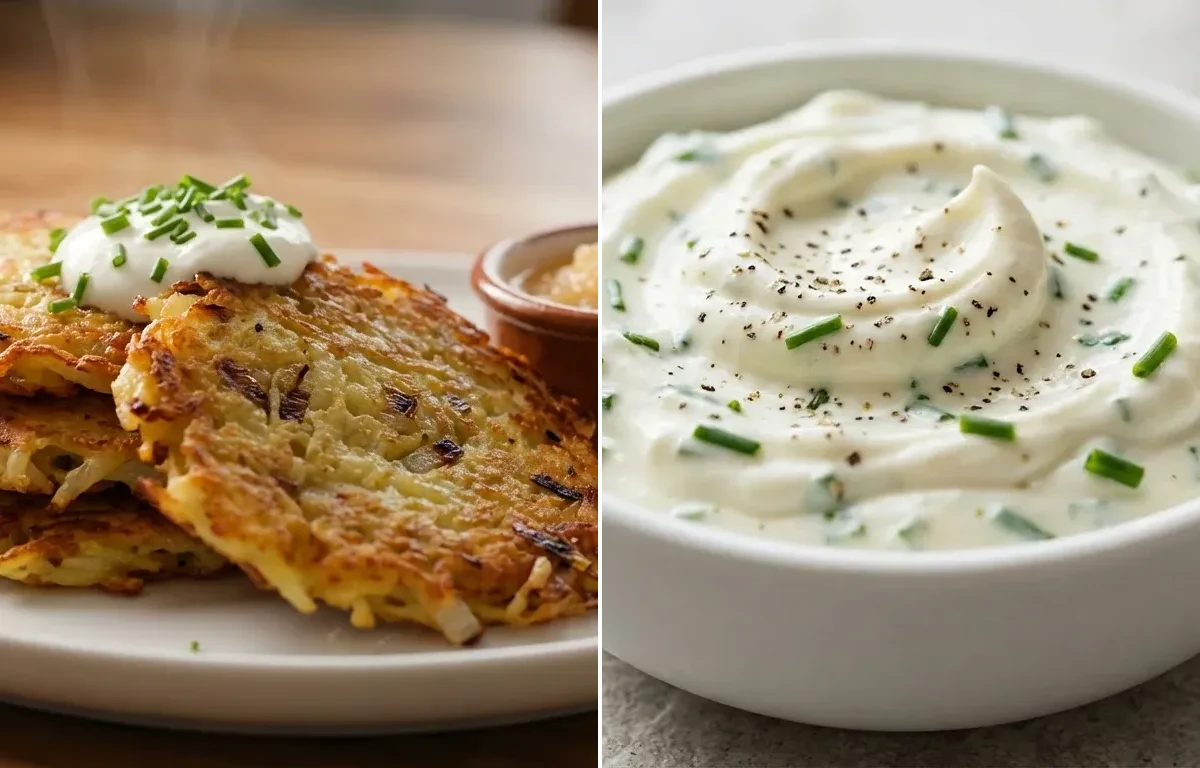 Kartoffelpuffer with Sour Cream and Chive Dip