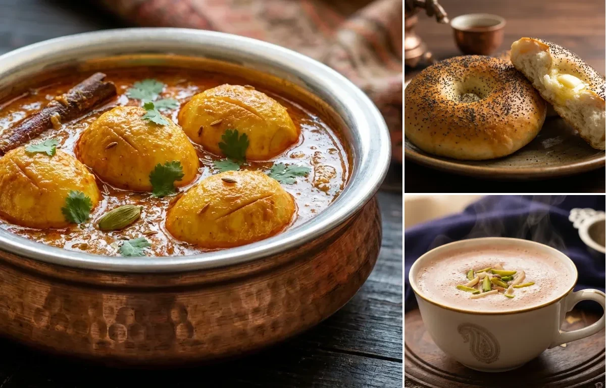 Kashmiri Anda Curry with Kashmiri Girda and Noon Chai