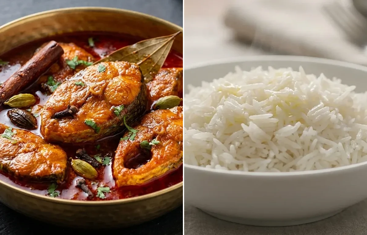 Kashmiri Gaad Curry with Steamed Basmati Rice