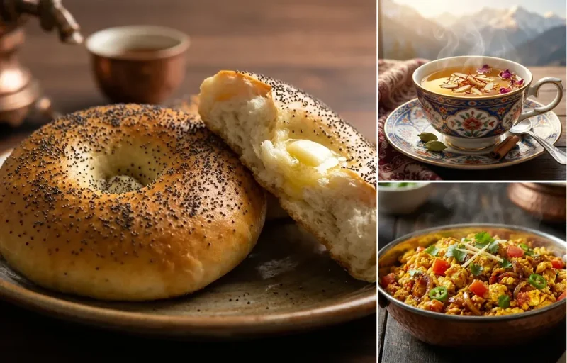 Kashmiri Girda with Kehwa and Anda Bhurji