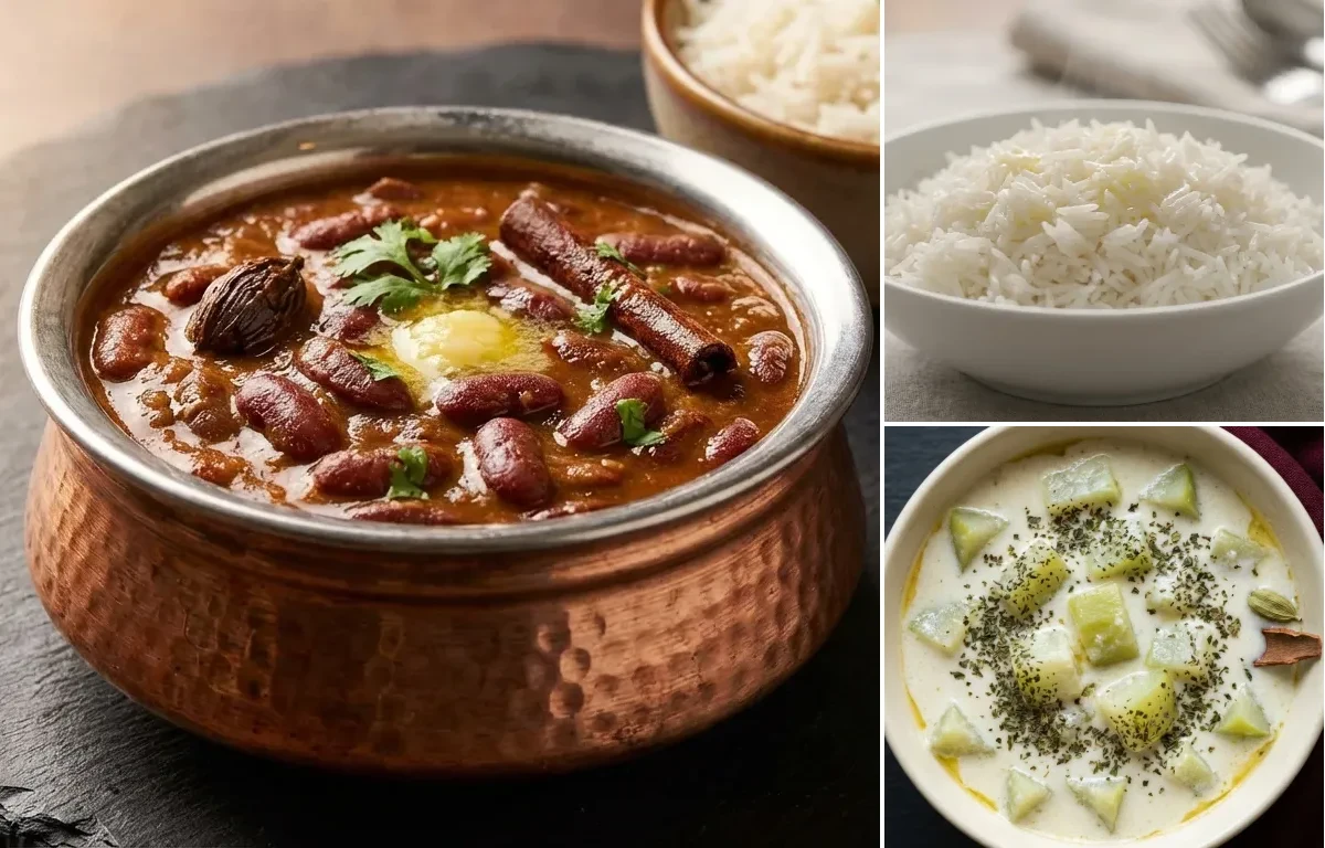 Kashmiri Rajma with Steamed Basmati Rice and Kashmiri Lauki Yakhni