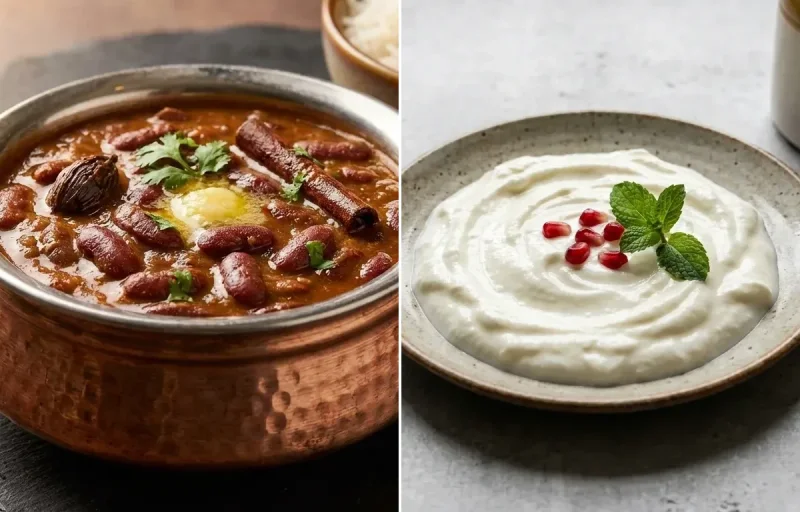 Kashmiri Rajma with Ginger Chutney and Plain Curd