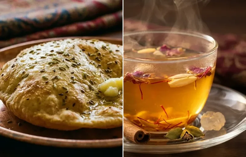 Kashmiri Roti with Kahwa