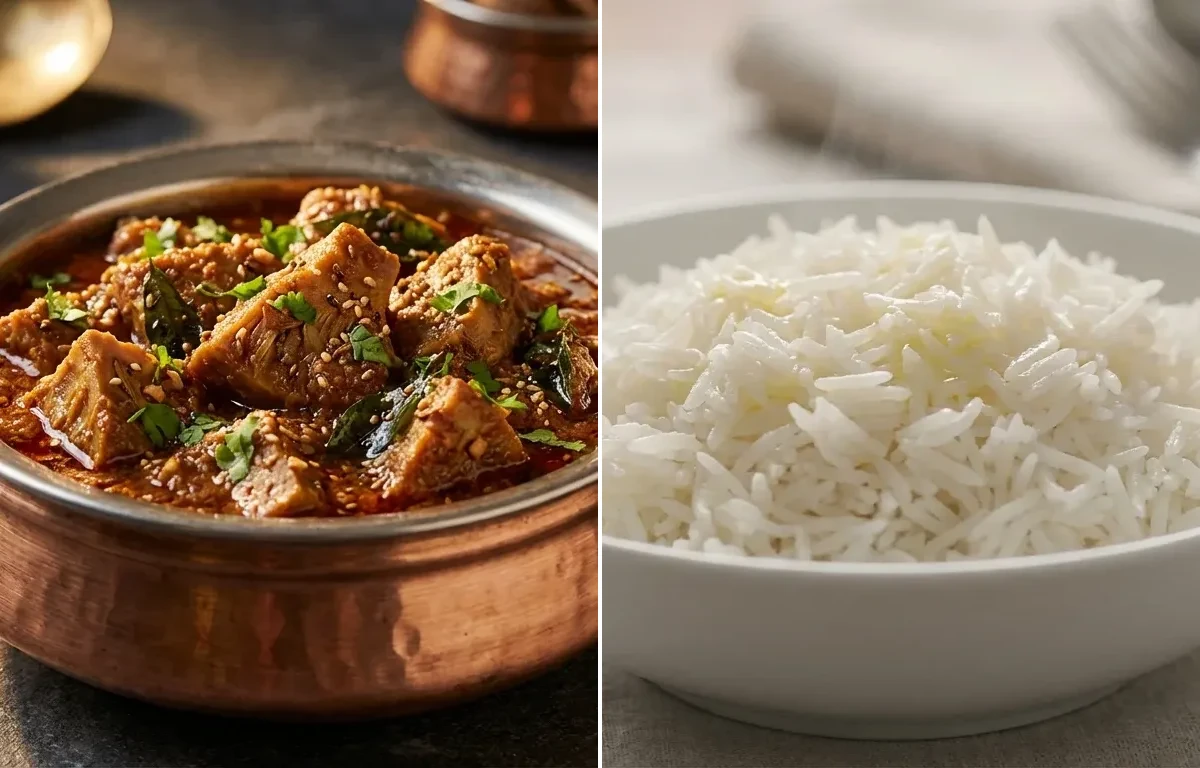 Kathal ka Salan with Steamed Basmati Rice