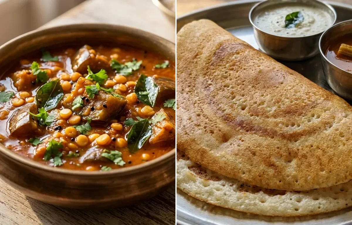 Kathirikai Gothsu with Kal Dosa