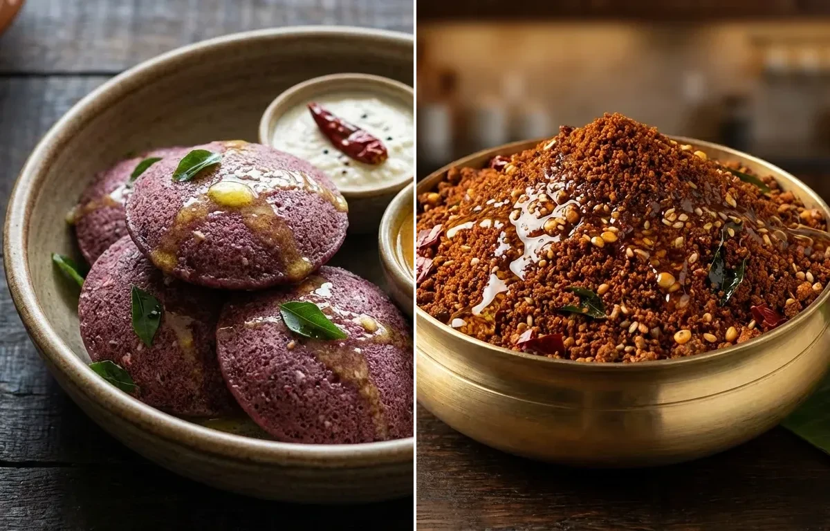 Kavuni Arisi Idli with Idli Podi