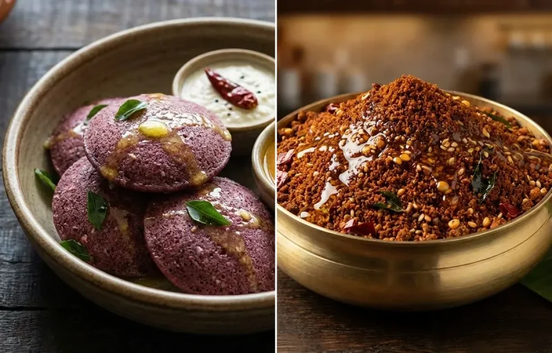 Kavuni Arisi Idli with Idli Podi