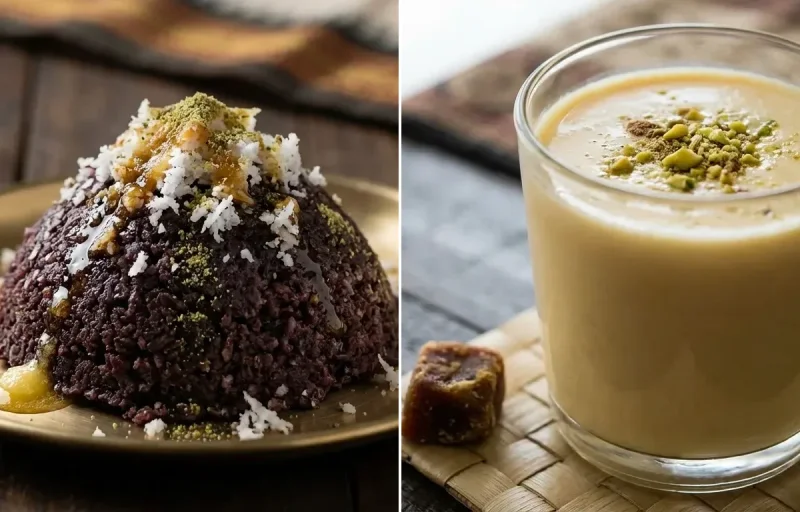 Kavuni Arisi Puttu with Thengai Paal