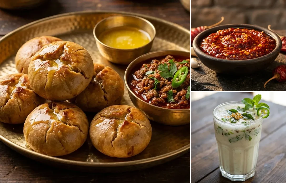 Keema Bati with Lehsun Chutney and Masala Chaas